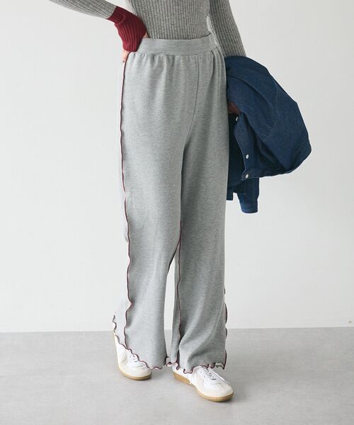CRAFT STANDARD BOUTIQUE(クラフトスタンダードブティック)の「配色メローパンツ(スウェットパンツ・レディース・カーキ/ブラック/杢グレー/ホワイト系その他・L/M)」の3枚目の写真