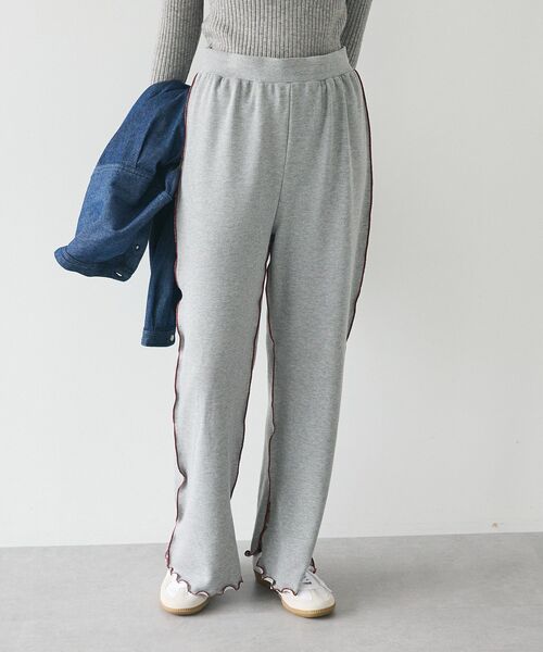 CRAFT STANDARD BOUTIQUE(クラフトスタンダードブティック)の「配色メローパンツ(スウェットパンツ・レディース・カーキ/ブラック/杢グレー/ホワイト系その他・L/M)」の6枚目の写真