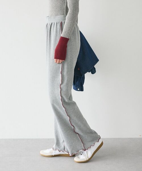 CRAFT STANDARD BOUTIQUE(クラフトスタンダードブティック)の「配色メローパンツ(スウェットパンツ・レディース・カーキ/ブラック/杢グレー/ホワイト系その他・L/M)」の7枚目の写真