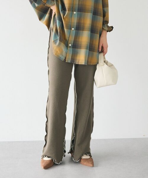 CRAFT STANDARD BOUTIQUE(クラフトスタンダードブティック)の「配色メローパンツ(スウェットパンツ・レディース・カーキ/ブラック/杢グレー/ホワイト系その他・L/M)」の13枚目の写真
