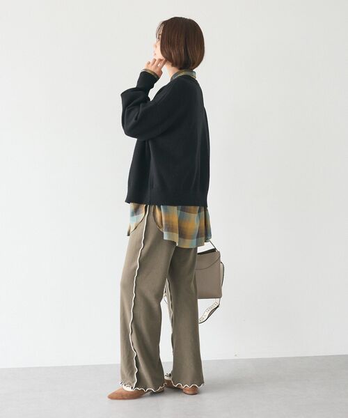 CRAFT STANDARD BOUTIQUE(クラフトスタンダードブティック)の「配色メローパンツ(スウェットパンツ・レディース・カーキ/ブラック/杢グレー/ホワイト系その他・L/M)」の17枚目の写真