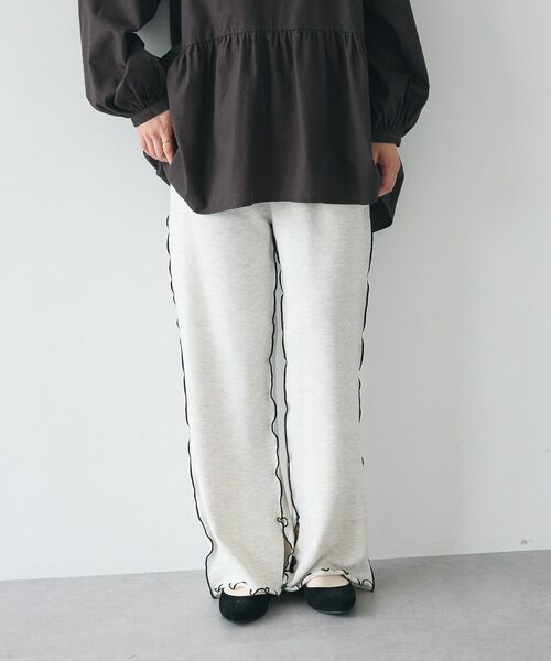 CRAFT STANDARD BOUTIQUE(クラフトスタンダードブティック)の「配色メローパンツ(スウェットパンツ・レディース・カーキ/ブラック/杢グレー/ホワイト系その他・L/M)」の20枚目の写真