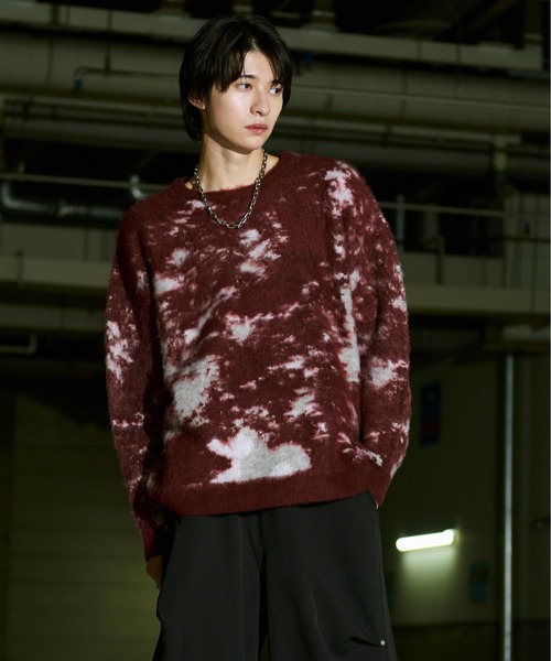 Ellno Loset（エルノロゼット）の「アブストラクトルーズシャギーニット（ニット/セーター・メンズ・ブルー/ブラック/レッド/オフホワイト・LARGE/MEDIUM/SMALL）」の17枚目の写真