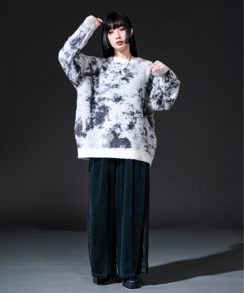 セール】アブストラクトルーズシャギーニット（ニット/セーター