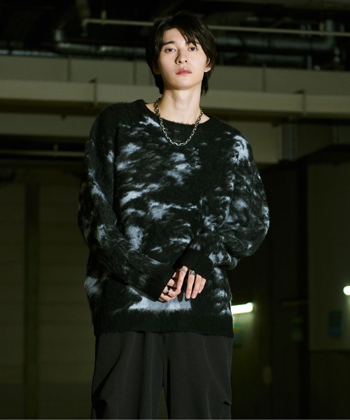 Ellno Loset（エルノロゼット）の「アブストラクトルーズシャギーニット（ニット/セーター・メンズ・ブルー/ブラック/レッド/オフホワイト・LARGE/MEDIUM/SMALL）」の10枚目の写真