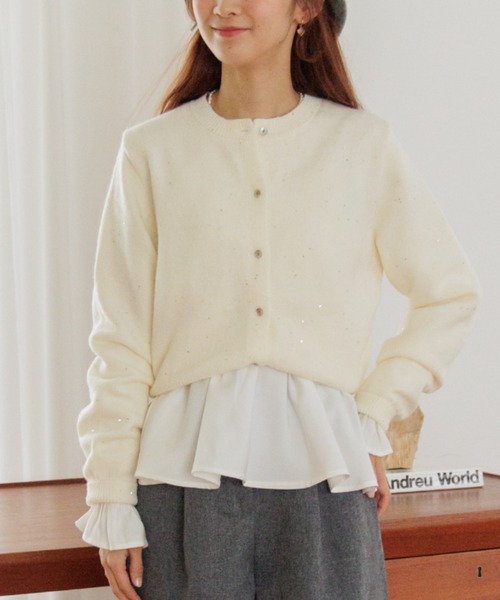 flower（フラワー）の「ホリデースパングルニット（ニット/セーター・レディース・アイボリー/グレー/ブラック・FREE）」の2枚目の写真