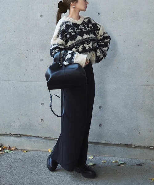 LAULEN(ローレン)の「nordic pattern V-neck short knit tops /ノルディック柄 Vネック ショート丈 ニット(ニット/セーター・レディース・アイボリー・FREE)」の3枚目の写真