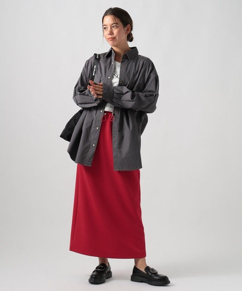 BAYFLOW（ベイフロー）の「[ストレッチ性抜群♪]ダンボールスカート（スカート・レディース・グレイッシュベージュ/レッド/ブラック・MEDIUM/SMALL）」の10枚目の写真