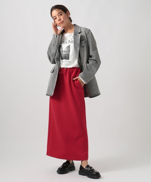 BAYFLOW（ベイフロー）の「[ストレッチ性抜群♪]ダンボールスカート（スカート・レディース・グレイッシュベージュ/レッド/ブラック・MEDIUM/SMALL）」の11枚目の写真