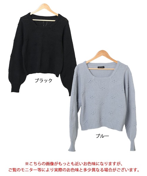 GOLDJAPAN(ゴールドジャパン)の「ボリューム袖スクエアネックニット【大きいサイズ対応】(ニット/セーター・レディース・ブラック/ブルー・LL/3L/4L/5L)」の11枚目の写真