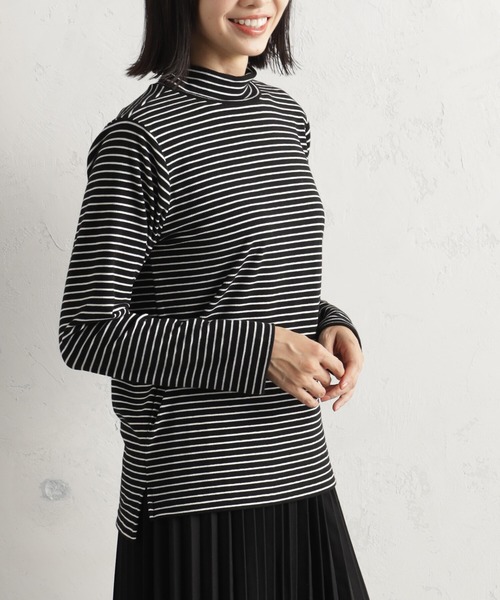 FOUND GOOD（ファウンドグッド）の「ソフトタッチリブハイネック（Tシャツ/カットソー・レディース・ベージュ/グリーン系2/グレー系/パープル系2/ホワイト系5/ブラック・S/M/L）」の4枚目の写真