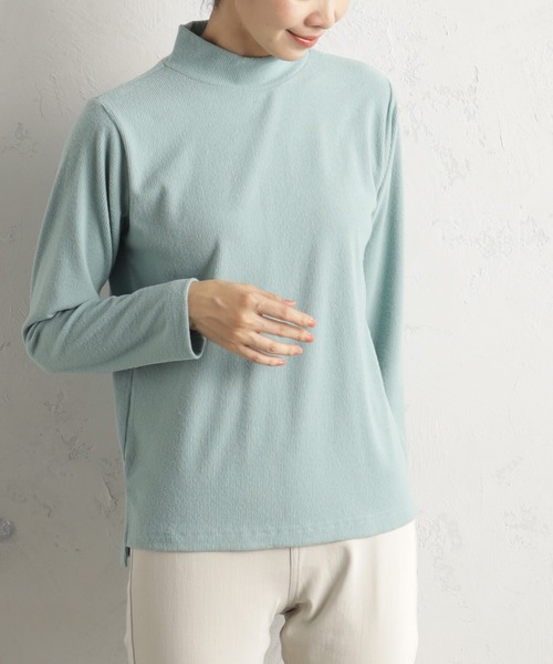 FOUND GOOD（ファウンドグッド）の「ソフトタッチリブハイネック（Tシャツ/カットソー・レディース・ベージュ/グリーン系2/グレー系/パープル系2/ホワイト系5/ブラック・S/M/L）」の5枚目の写真