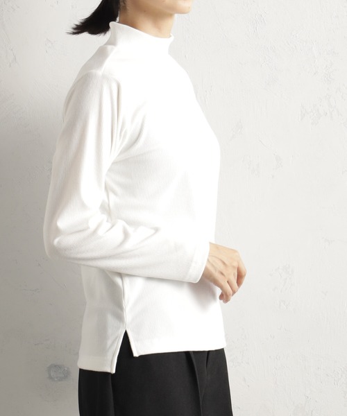 FOUND GOOD（ファウンドグッド）の「ソフトタッチリブハイネック（Tシャツ/カットソー・レディース・ベージュ/グリーン系2/グレー系/パープル系2/ホワイト系5/ブラック・S/M/L）」の7枚目の写真