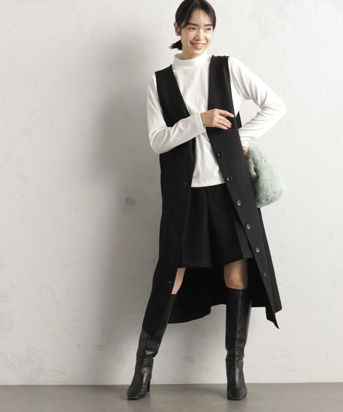 FOUND GOOD（ファウンドグッド）の「ソフトタッチリブハイネック（Tシャツ/カットソー・レディース・ベージュ/グリーン系2/グレー系/パープル系2/ホワイト系5/ブラック・S/M/L）」の10枚目の写真