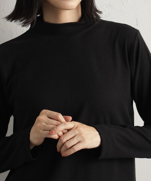 FOUND GOOD（ファウンドグッド）の「ソフトタッチリブハイネック（Tシャツ/カットソー・レディース・ベージュ/グリーン系2/グレー系/パープル系2/ホワイト系5/ブラック・S/M/L）」の14枚目の写真