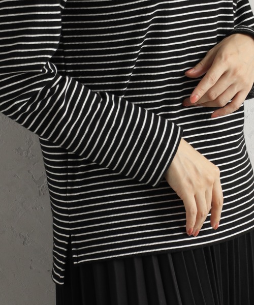 FOUND GOOD（ファウンドグッド）の「ソフトタッチリブハイネック（Tシャツ/カットソー・レディース・ベージュ/グリーン系2/グレー系/パープル系2/ホワイト系5/ブラック・S/M/L）」の17枚目の写真