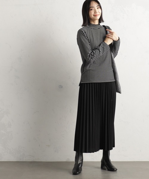 FOUND GOOD（ファウンドグッド）の「ソフトタッチリブハイネック（Tシャツ/カットソー・レディース・ベージュ/グリーン系2/グレー系/パープル系2/ホワイト系5/ブラック・S/M/L）」の18枚目の写真