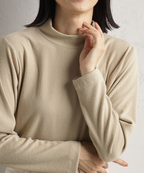 FOUND GOOD（ファウンドグッド）の「ソフトタッチリブハイネック（Tシャツ/カットソー・レディース・ベージュ/グリーン系2/グレー系/パープル系2/ホワイト系5/ブラック・S/M/L）」の20枚目の写真