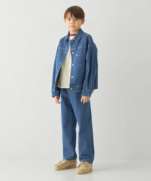 green label relaxing（グリーンレーベルリラクシング）の「ストレッチ デニムブルゾン / キッズ  100cm-160cm - ストレッチ -（デニムジャケット・キッズ・ライトブルー/ブラック/コバルトブルー・140cm/110cm/130cm/120cm/160cm/100cm/150cm）」の8枚目の写真