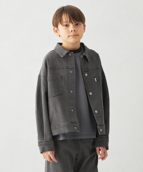 green label relaxing（グリーンレーベルリラクシング）の「ストレッチ デニムブルゾン / キッズ  100cm-160cm - ストレッチ -（デニムジャケット・キッズ・ライトブルー/ブラック/コバルトブルー・140cm/110cm/130cm/120cm/160cm/100cm/150cm）」の9枚目の写真