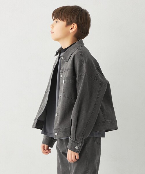green label relaxing（グリーンレーベルリラクシング）の「ストレッチ デニムブルゾン / キッズ  100cm-160cm - ストレッチ -（デニムジャケット・キッズ・ライトブルー/ブラック/コバルトブルー・140cm/110cm/130cm/120cm/160cm/100cm/150cm）」の10枚目の写真