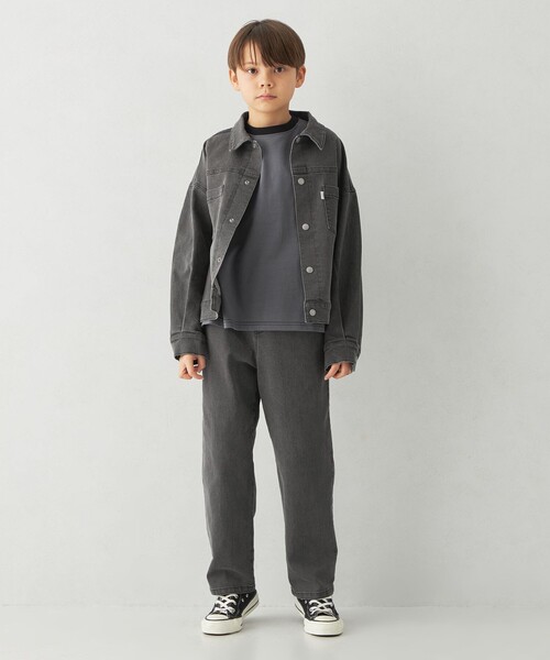 green label relaxing（グリーンレーベルリラクシング）の「ストレッチ デニムブルゾン / キッズ  100cm-160cm - ストレッチ -（デニムジャケット・キッズ・ライトブルー/ブラック/コバルトブルー・140cm/110cm/130cm/120cm/160cm/100cm/150cm）」の12枚目の写真