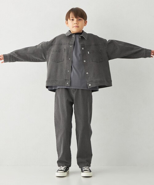 green label relaxing（グリーンレーベルリラクシング）の「ストレッチ デニムブルゾン / キッズ  100cm-160cm - ストレッチ -（デニムジャケット・キッズ・ライトブルー/ブラック/コバルトブルー・140cm/110cm/130cm/120cm/160cm/100cm/150cm）」の13枚目の写真