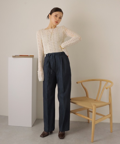 LAULEN（ローレン）の「sheer lace pullover /シアー レース編み クルーネック プルオーバー（その他トップス・レディース・ブラック/アイボリー/ブラウン・FREE）」の5枚目の写真