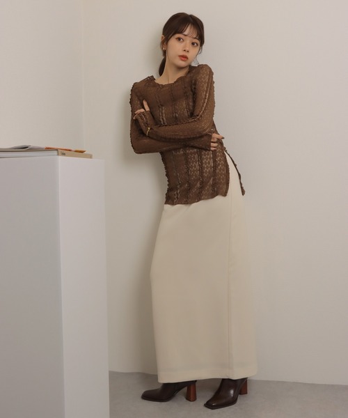 LAULEN（ローレン）の「sheer lace pullover /シアー レース編み クルーネック プルオーバー（その他トップス・レディース・ブラック/アイボリー/ブラウン・FREE）」の12枚目の写真