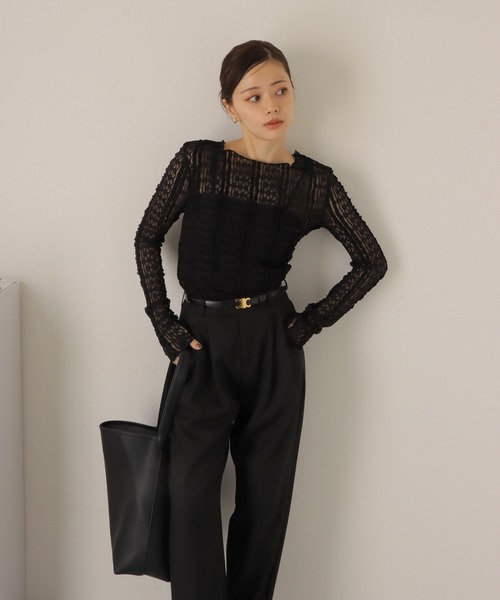 LAULEN（ローレン）の「sheer lace pullover /シアー レース編み クルーネック プルオーバー（その他トップス・レディース・ブラック/アイボリー/ブラウン・FREE）」の14枚目の写真