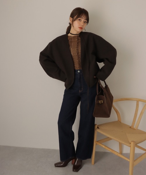 LAULEN（ローレン）の「sheer lace pullover /シアー レース編み クルーネック プルオーバー（その他トップス・レディース・ブラック/アイボリー/ブラウン・FREE）」の19枚目の写真