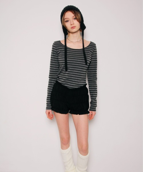 IMARI(イマリ)の「【 IMARI / イマリ 】 ボーダー ロングスリーブ TEE #(Tシャツ/カットソー・レディース・ホワイト/ブラック・FREE)」の7枚目の写真