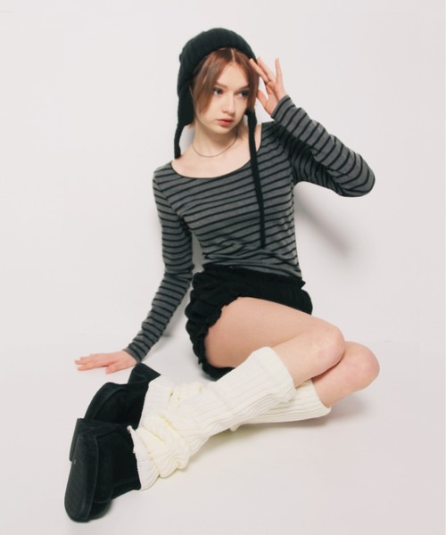 IMARI(イマリ)の「【 IMARI / イマリ 】 ボーダー ロングスリーブ TEE #(Tシャツ/カットソー・レディース・ホワイト/ブラック・FREE)」の4枚目の写真
