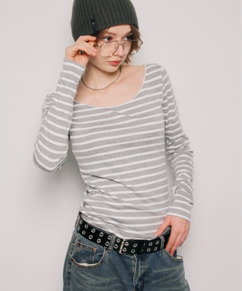 IMARI(イマリ)の「【 IMARI / イマリ 】 ボーダー ロングスリーブ TEE #(Tシャツ/カットソー・レディース・ホワイト/ブラック・FREE)」の11枚目の写真