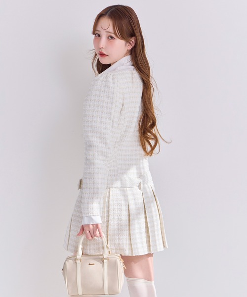 one after another NICE CLAUP（ワンアフターアナザーナイスクラップ）の「【premium order】プリーツジャケットワンピース（ワンピース・レディース・キャメル/アイボリー系/ネイビー・MEDIUM/SMALL）」の7枚目の写真