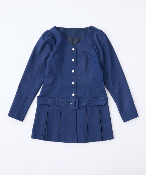 one after another NICE CLAUP（ワンアフターアナザーナイスクラップ）の「【premium order】プリーツジャケットワンピース（ワンピース・レディース・キャメル/アイボリー系/ネイビー・MEDIUM/SMALL）」の18枚目の写真