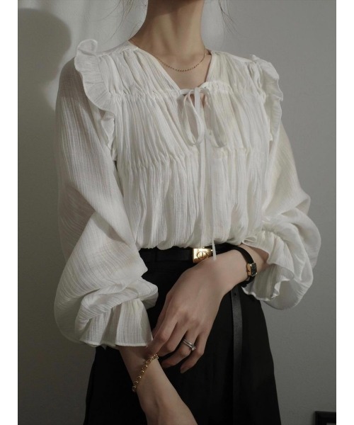 amel（エイメル）の「【RE ARRIVAL】リボンギャザーブラウス（シャツ/ブラウス・レディース・ホワイト・FREE）」の21枚目の写真