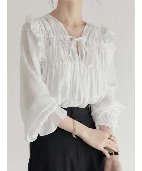 amel（エイメル）の「【RE ARRIVAL】リボンギャザーブラウス（シャツ/ブラウス・レディース・ホワイト・FREE）」の20枚目の写真