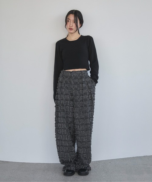 feepur（フェピュール）の「【ハンドウォッシャブル】クロップドクルーニット（ニット/セーター・レディース・杢グレー/ブラック/アイボリー・MEDIUM）」の15枚目の写真