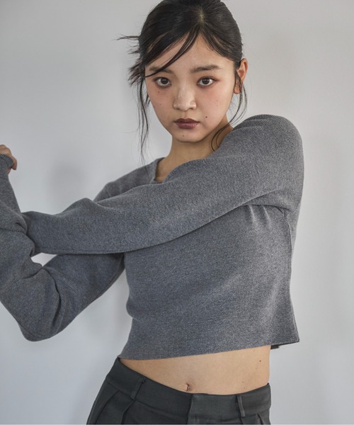 feepur（フェピュール）の「【ハンドウォッシャブル】クロップドクルーニット（ニット/セーター・レディース・杢グレー/ブラック/アイボリー・MEDIUM）」の19枚目の写真