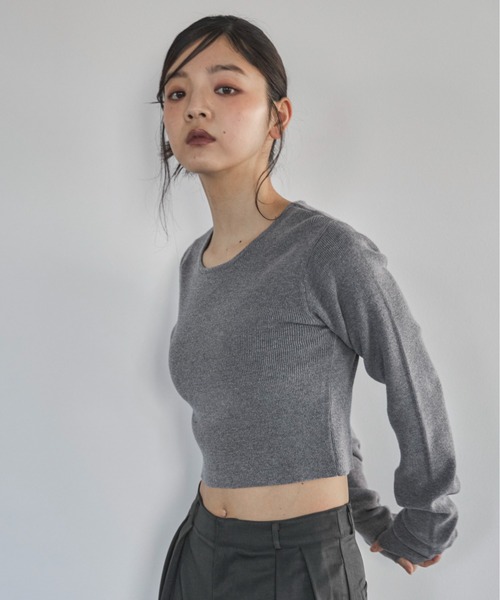 feepur（フェピュール）の「【ハンドウォッシャブル】クロップドクルーニット（ニット/セーター・レディース・杢グレー/ブラック/アイボリー・MEDIUM）」の20枚目の写真