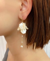 【rae】リーフタッセルパールロングピアス