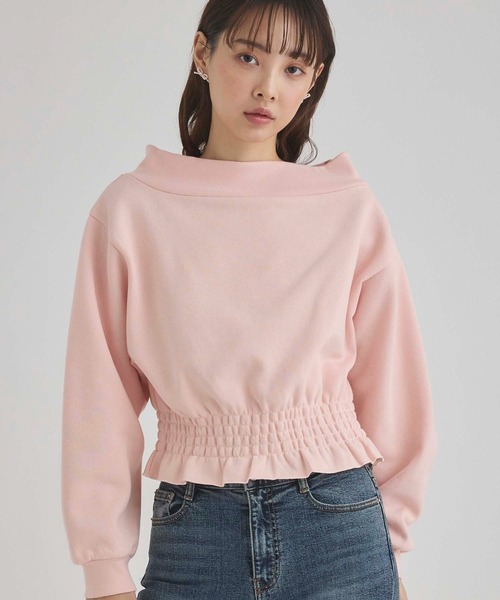 fifth(フィフス)の「裏起毛シャーリングオフショルプルオーバー(スウェット・レディース・ブラック/ピンク・M)」の3枚目の写真