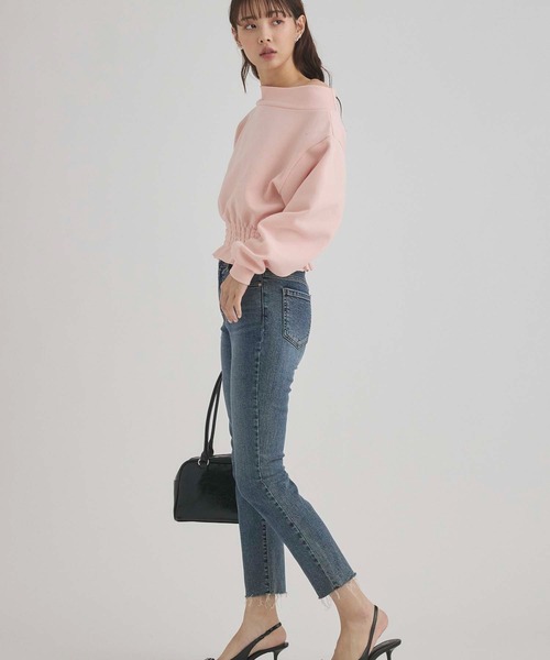 fifth(フィフス)の「裏起毛シャーリングオフショルプルオーバー(スウェット・レディース・ブラック/ピンク・M)」の11枚目の写真