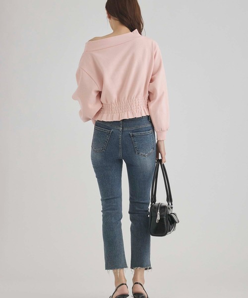 fifth(フィフス)の「裏起毛シャーリングオフショルプルオーバー(スウェット・レディース・ブラック/ピンク・M)」の12枚目の写真