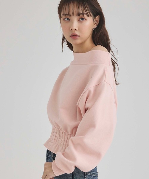 fifth(フィフス)の「裏起毛シャーリングオフショルプルオーバー(スウェット・レディース・ブラック/ピンク・M)」の6枚目の写真