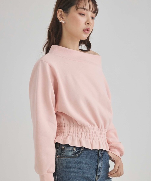 fifth(フィフス)の「裏起毛シャーリングオフショルプルオーバー(スウェット・レディース・ブラック/ピンク・M)」の5枚目の写真