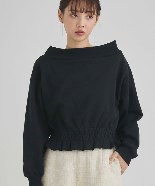 fifth(フィフス)の「裏起毛シャーリングオフショルプルオーバー(スウェット・レディース・ブラック/ピンク・M)」の13枚目の写真