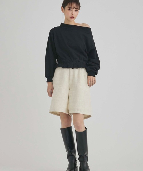 fifth(フィフス)の「裏起毛シャーリングオフショルプルオーバー(スウェット・レディース・ブラック/ピンク・M)」の17枚目の写真