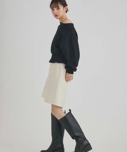 fifth(フィフス)の「裏起毛シャーリングオフショルプルオーバー(スウェット・レディース・ブラック/ピンク・M)」の18枚目の写真